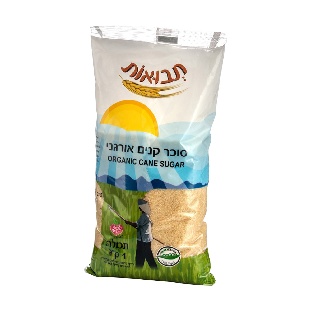 סוכר קנים חום אורגני1 ק"ג